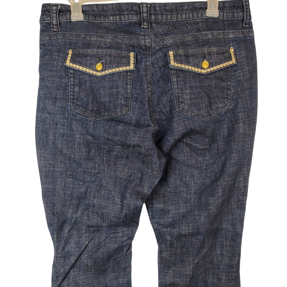 Lee Slender‎ Secret Dark Wash Embellished Straight Leg Jeans Womens 20W Medium